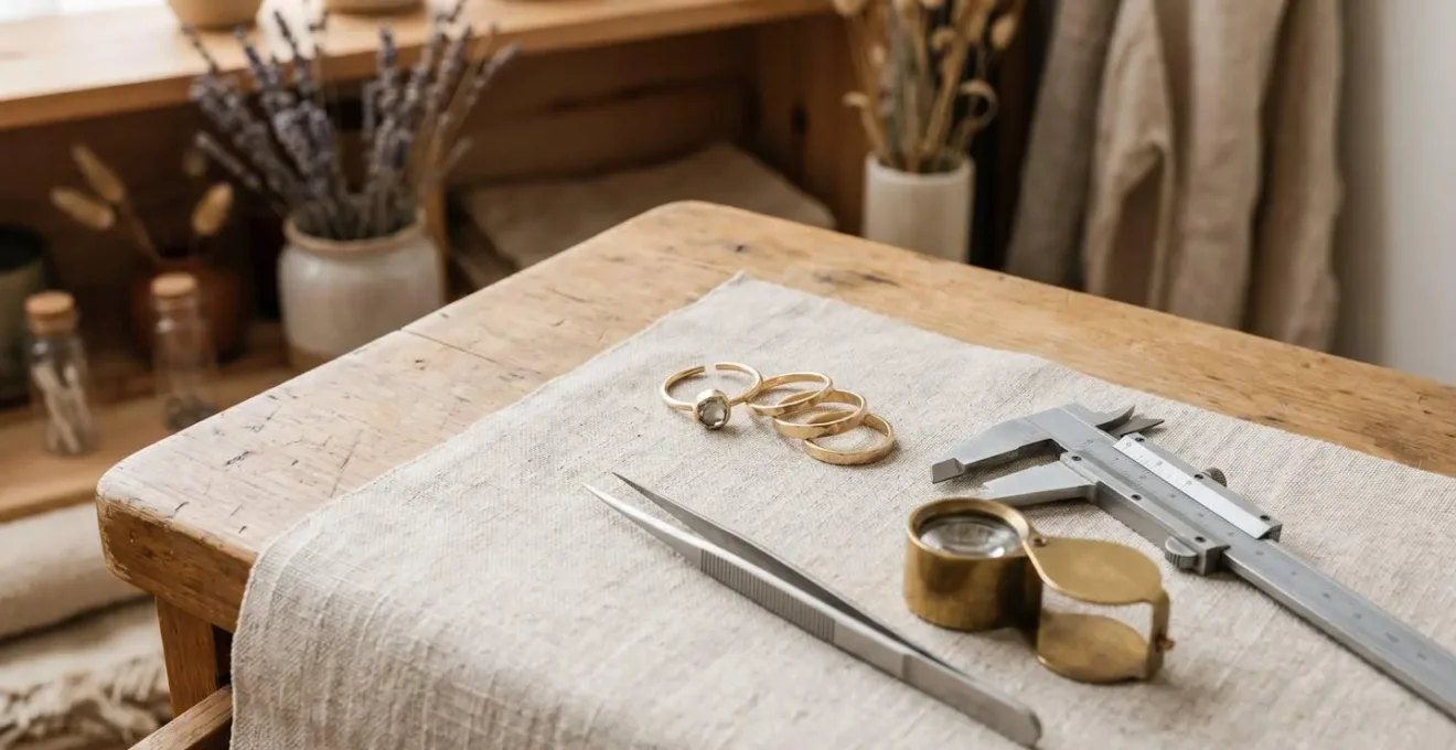 Atelier de joaillerie éco-responsable avec bijoux modulaires et outils de sertissage réversible